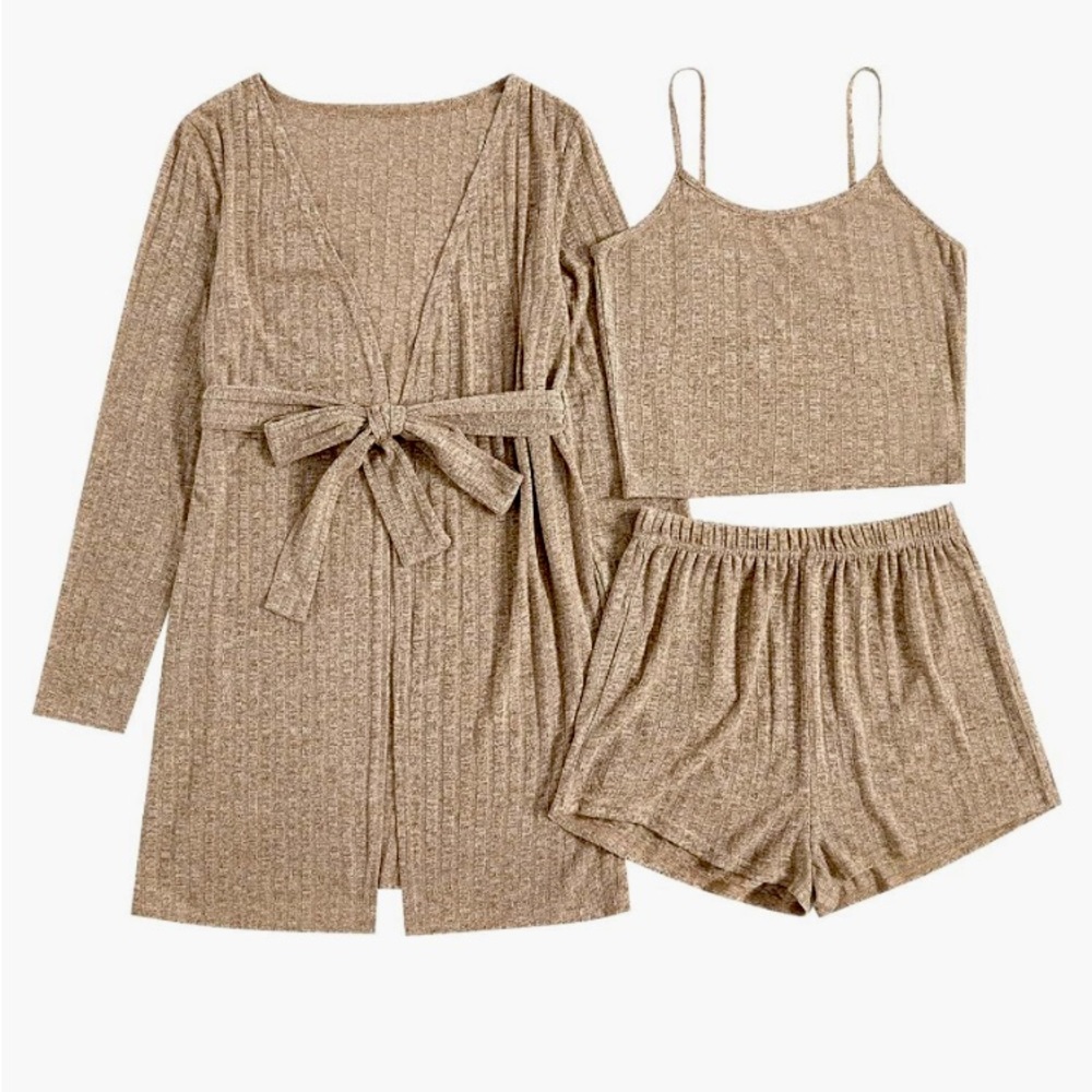 Medium Ribbed 3 Piece Pajama Set